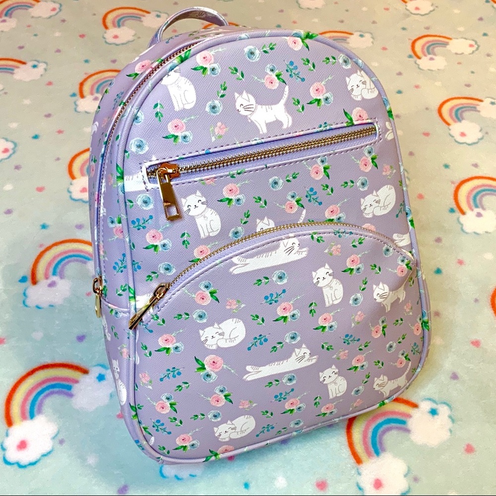 SOLD Under One Sky Cats Kittens Rosebuds Mini Backpack - Picture 15 of 15